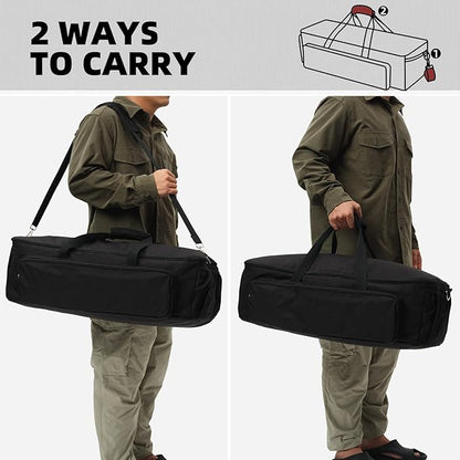 Padded Carry Bag for Weber 121020 Go-Anywhere Charcoal Grill with Special Divider for Chimney Starter, Water-resistant Portable Carrying Case, Camping Griddle Accessories, Black (Bag Only)