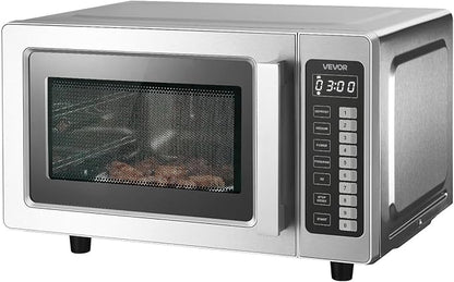 VEVOR Commercial Microwave Oven, 0.9 Cu Ft, 1000W Digital Stainless Steel Countertop Microwave Oven with Touchscreen, 10 Cooking Presets, 5 Power Levels, Multi-Lock Door & Easy Clean for Restaurants | Digital Microwave with Touchscreen,0.9 Cu Ft,10 Coo...
