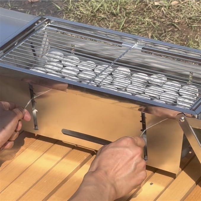 ALLC Charcoal Grills Stainless Steel Folding Barbecue Stove Home Outdoor Charcoal Skewers Portable Barbecue Grill Foldable Barbecue Stove Barbecue Grill for Garden Outdoor Cooking