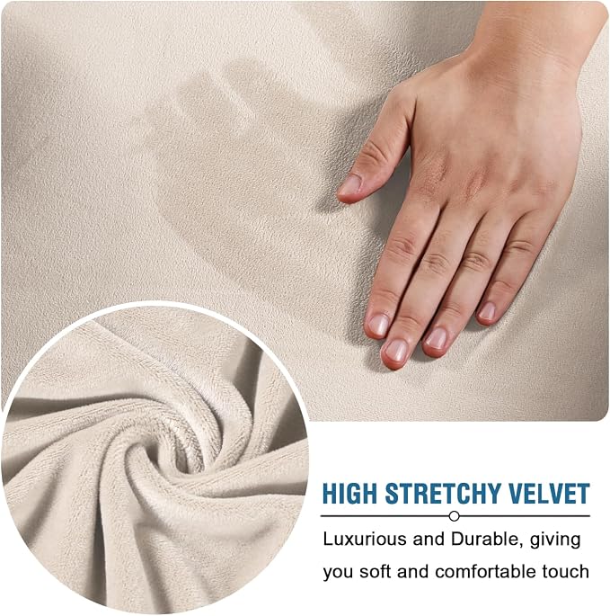 H.VERSAILTEX Wingback Chair Covers Polyester Spandex Plush Wing Chair Slipcover 1 Piece High Stretch Wing Back Chair Slipcovers Sofa Cover Furniture Cover with Elastic Bottom, Cream