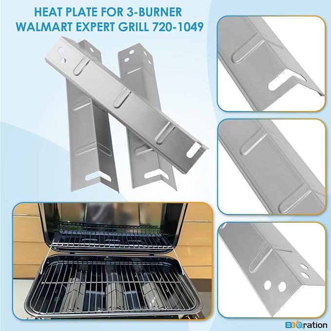 Grill Replacement Parts for Walmart Expert Grill 720-1049, Heat Plates, Burner & Grill Igniters for Expert Grill Replacement Parts