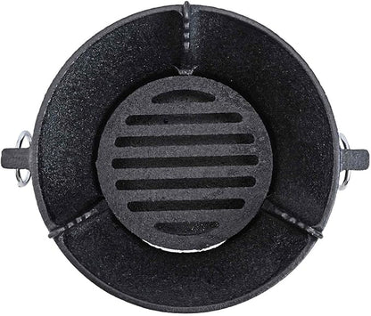 Cast Iron Charcoal Stove With Thickened Base For Even Heat, Portable Korean Cooktop And Japanese BBQ Grill For Outdoor Camping Or Picnic Cooking(19.5cm)