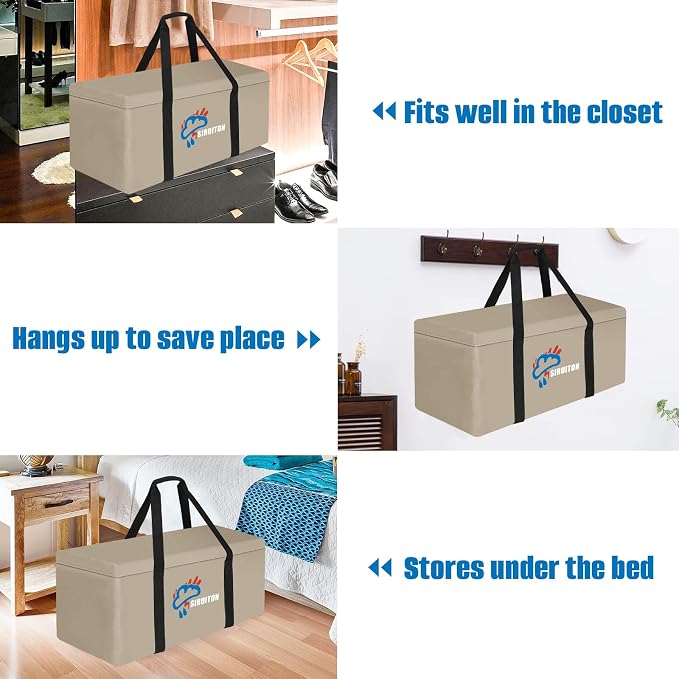 SIRUITON Cushion Storage Bag 600D Oxford,Waterproof,69"L x 29.5"W x 21.6"H | Heavy duty, rip proof, with handle & zipper, for patio & garden cushions, UV-resistant, all-weather protection
