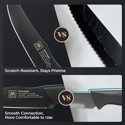 Steak Knives Set of 8, 4.7 Inch Dishwasher Safe Non-Serrated Table Knives, Ultra Sharp for Precise Cutting, Non-Stick Blade & Rust Proof, Easy to Maintain Ideal for Home Restaurant Party