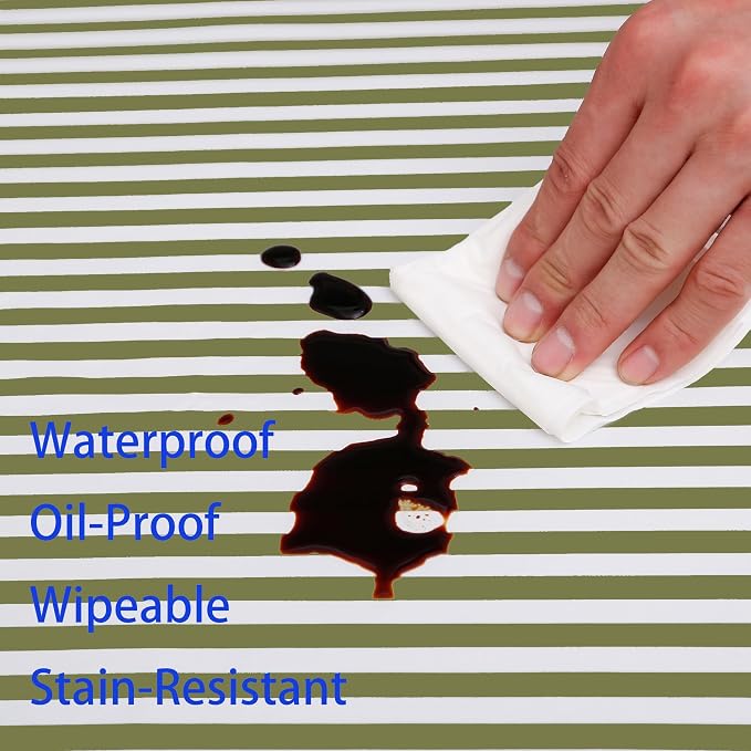 Walrus Heavy Duty Vinyl Tablecloth with Flannel Backing Waterproof Oil-Proof Plastic Table Cloth Stain-Resistant Wipeable Rectangle or Square Table Cover for Indoor and Outdoor (Stripe, 60X102 Inch)