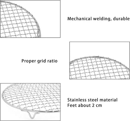 Barbecue Grill Net,BBQ Net for Grilling,Multi-Purpose SUS304 BBQ Grill Mesh, Round Barbecue Wire Rack,BBQ Grate/Steam Mesh for Outdoor Barbeque Camping Charbroil Backyards