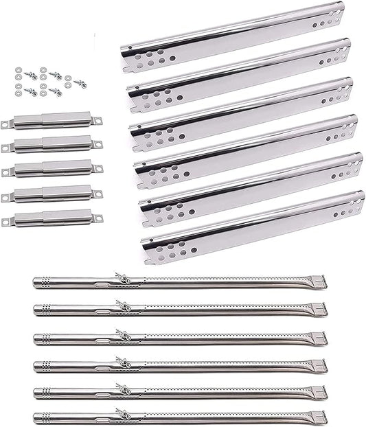 Criditpid Grill Replacement Parts for Charbroil Advantage 6 Burner 463240115, 463235815, Charbroil 463344015, 463432215, 463343015 Gas Grill. Burner Tube, Heat Plate, Carryover Tube for Char-Broil.