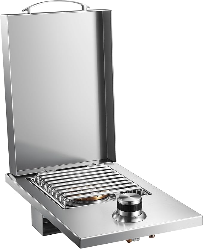 Outdoor Grill Drop-in Gas Single Side Grill Burner, 304 Stainless Steel, Built-in Side Burner for Propane Gas