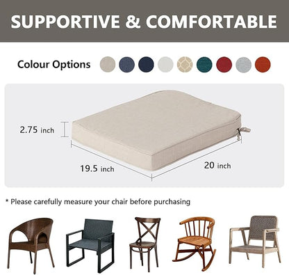 Goodgoods 19.5 x 20 Outdoor Chair Cushions Set of 4, Fade-Resistant & Water-Resistant Patio Seat Cushion Pads with Ties, 30D High-Resilience Foam for Dining Room Kitchen Chairs, Putty
