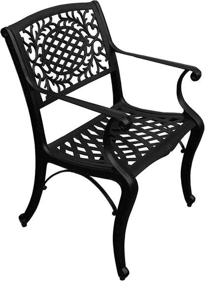 Oakland Living 1025-2777(8)-LBK Modern Outdoor Mesh Lattice Aluminum 95-in Large Black Oval Patio Eight Arm Chairs Dining Set