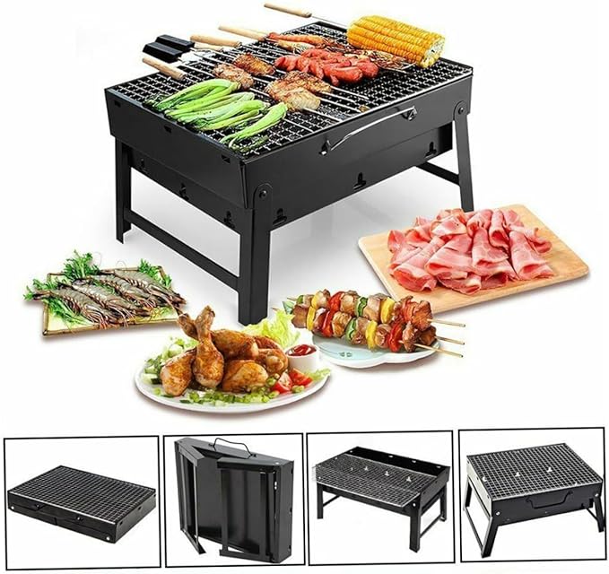 BBQ Grill Portable Barbecue Grill Portable Charcoal Fire Pit Barbecue Smoke-Free BBQ Desk Tabletop for Home Camping