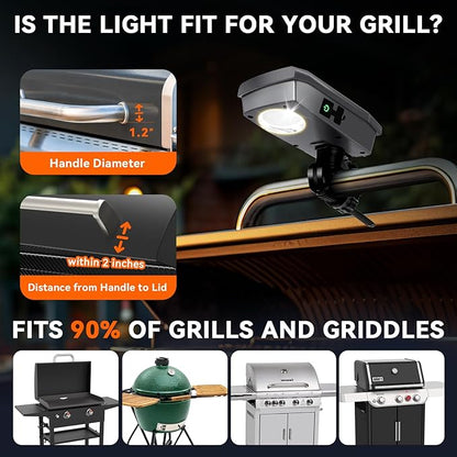 AuntyFey Grill Lights for Outdoor Grill Designed for Blackstone Weber Griddle, BBQ Grill Light for Blackstone Griddle Accessories, LED Grill Lights for Outdoor, Gifts for Men Dad, Grey