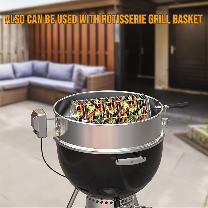 Skyflame Charkettle Stainless Steel Rotisserie Ring Kit | 21 1/2–22 1/2 inch Outer Diameter, Charcoal Kettle Grills, Compatible with Weber 2290, Other Models