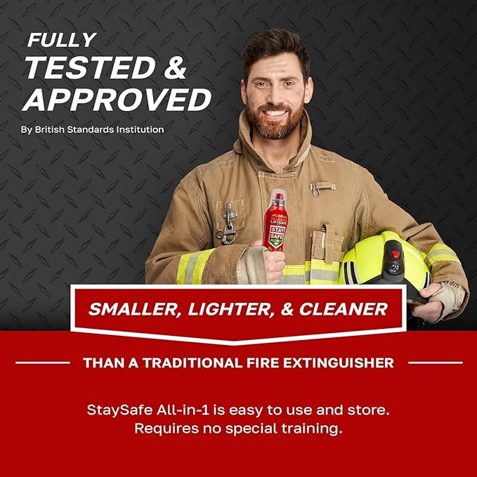 StaySafe All-in-1 Portable Fire Extinguishing Spray By LifeSafe Technologies | Compact Fire Extinguisher For 10 Types of Fires | Non-Toxic, Non-Hazardous & Eco-Friendly
