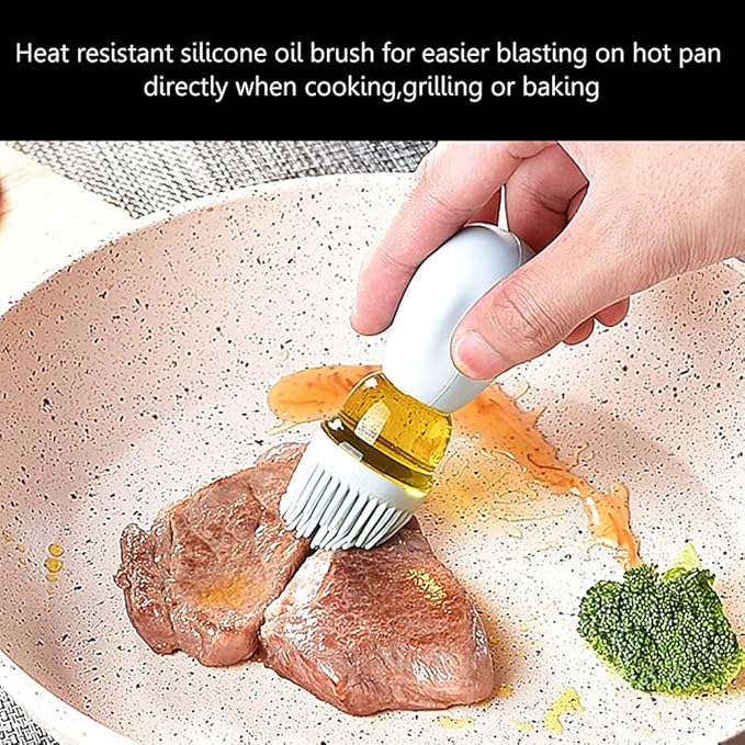 Oil Dispenser with Brush - Glass Olive Oil Dispenser for Kitchen, 2 IN 1 Oil Dispenser Bottle with Silicone Basting Brush for Cooking Vinegar Sauce BBQ Grill Frying, T-OB21, Green