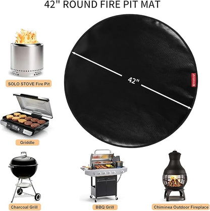SheeChung Fire Pit Mat Round 42'' for Solo Stove Bonfire,Double-Sided Fireproof Oilproof Large Outdoor Under Grill Mat,BBQ Grill Accessories,Slip/Heat Resistant Fireplace Mat for Deck,Patio and Lawn