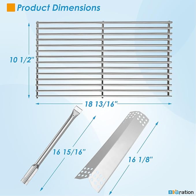 Repalcement Parts for Kitchen Aid 720-0826E 720-0709C 860-0003C, for Jenn Air Grill Parts 720-0727 740-0711, Cooking Grates, Burner and Heat Plates for KitchenAid Grill Replacement Parts