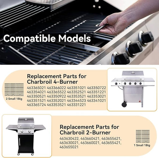 463365021 17" Grill Grates for Charbroil Performance 4 Burner 463365522 463366022 463352521 463354021 463350521 Models, Cooking Grates for Char-broil Grill Replacement Parts G426-0004-W1 G426-0005-W1