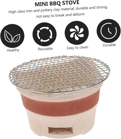 HANABASS Creative Mini Barbecue Stove Grill Insert for Outdoor Grill Barbecue Supplies Sturdy Family Gatherings