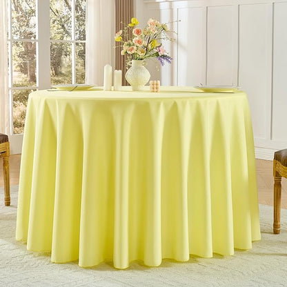 6 Pack Yellow Round Tablecloths 108 Inch for Dining Tables | Washable Decorative Linen Polyester Table Cover for Banquets Buffets Parties and Weddings