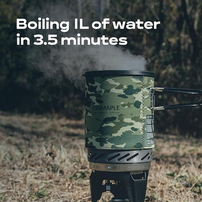 Fire-Maple Fixed Star 1 Backpacking and Camping Stove System, Camo 18oz | 30% Faster Boil with HX Base, Piezo Ignition, Safe & Durable, All-in-One Pot, Compatible with Most Canisters, Portable