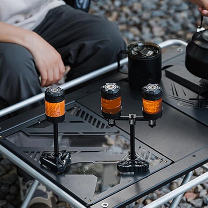 Jiawu Aluminum Alloy Camping Lamp Stand, Lightweight 112g Portable Light Holder with Triangular Base and Expandable Bar, for Outdoor Hiking Picnic Backpacking Fishing Garden BBQ