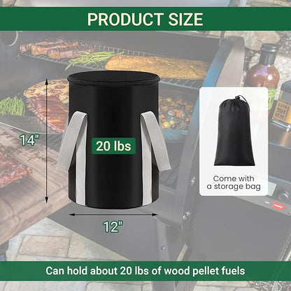 2 Pack 20 lb Wood Pellet Storage Bags, Waterproof Pellet Storage for Grill & Smoker, Keep Pellets Dry, Portable Outdoor Storage with Handle