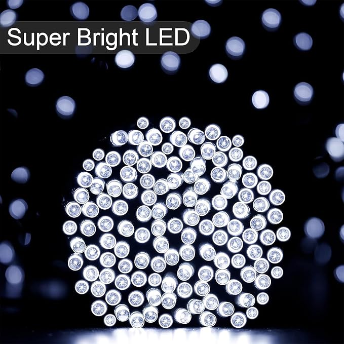 Solar String Lights 2 Pack, Outdoor Light Total 400 LED 144FT Solar Christmas Lights 8 Modes Oudoor Waterproof for Tree Patio Yard Garden Christmas Parties Decoration (White)