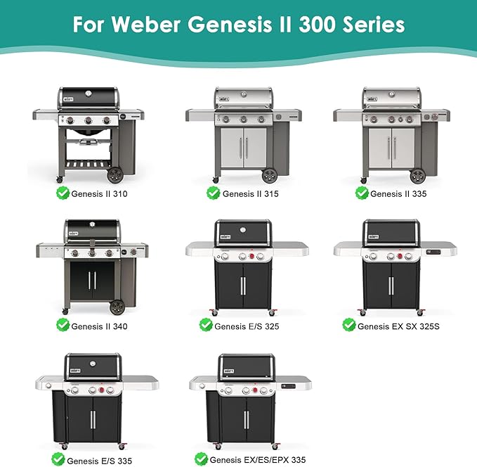 SafBbcue Genesis II 300 Series 6788 Full Size Griddle for Weber GS4 Flat Top Grills Parts, Griddle Insert for Weber Genesis II E310 E320 S315 S330 EP310 EX315 SX335 EX335 Carbon Steel, with Handles