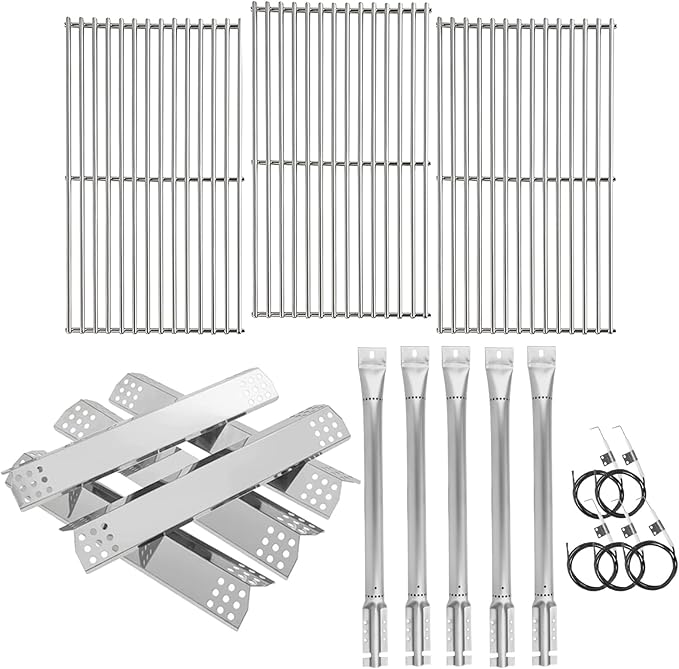Repalcement Parts for Kitchen Aid 720-0826E 720-0709C 860-0003C, for Jenn Air Grill Parts 720-0727 740-0711, Cooking Grates, Burner and Heat Plates for KitchenAid Grill Replacement Parts