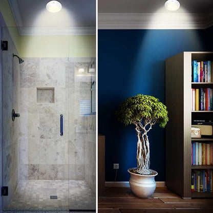 HONWELL Motion Sensor Light Indoor Ceiling Light Cordless Motion Sensor Light Battery Powered LED Warm White Light for Closet Cabinet Kitchen Bathroom Hallway Stairs Shower Wall Shed(5Inch)