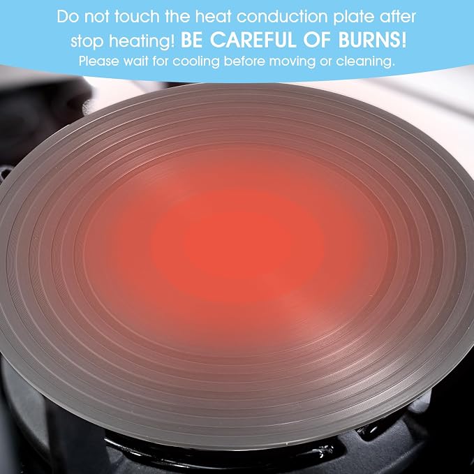 Set of 2 Heat Diffuser for Gas Stove, 9.5'' & 11'' Gas Stove Diffuser Plate, Stove Heat Diffuser Provides Uniform Distribution of Heat, Round Fast Defrosting Tray, Protects Pot Cookware Accessories