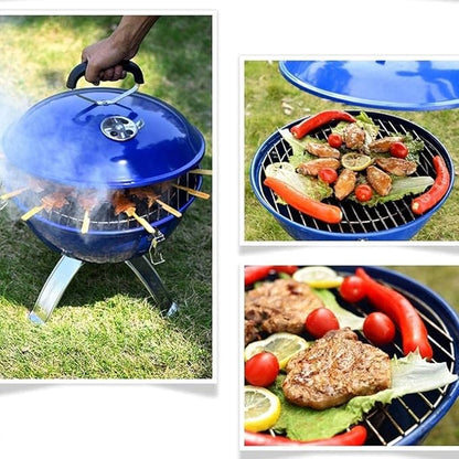 Portable Charcoal Grill Barbecue Charcoal Grill Stainless Steel Round Outdoor Barbecue BBQ Grill Enamel Stove for Cooking Picnic Charcoal BBQ Grill(Color:Green)