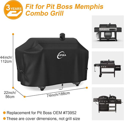 600D Heavy Duty Pellet Grill Cover for Pit Boss Memphis Combo Grill, Waterproof Wood Pellet Smoker Cover with Windproof Buckles, UV Resistant, No Tear, No Fading