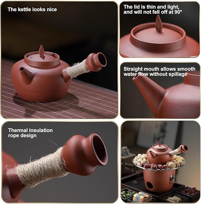 Red Clay Charcoal Stove Tea Set, Kung Fu Tea Stove, Outdoor Heating Stove, Clay Grilling Stove, Pottery Stove For Outdoor Cooking Picnic