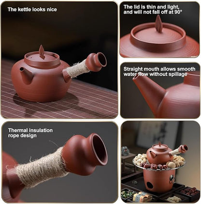 Red Clay Charcoal Stove Tea Set, Kung Fu Tea Stove, Outdoor Heating Stove, Clay Grilling Stove, Pottery Stove For Outdoor Cooking Picnic