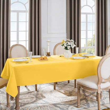 Softalker Rectangle Tablecloth, Waterproof Table Cloths Wrinkle Free Fabric Washable Polyester Table Cover for Dining Tables Party Outdoor Camping Parties Buffet - 60 x 120 inch, Yellow
