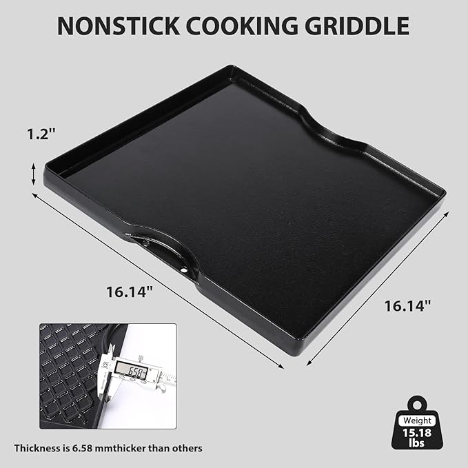 Utheer Ceramic Nonstick Reversible Grill Griddle for Weber Genesis 300 & 400 Series (2025+ Models), 16.14” × 16.14” Dual-Sided Cooking Plate | Flat Griddle & Grill Side, Thick Nonstick BBQ Griddle Pan
