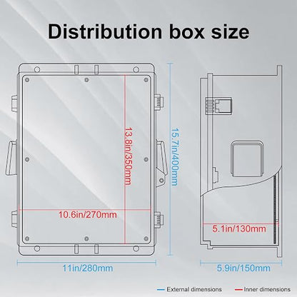 Namunanee Outdoor Electrical Box with Thermostat and Fan, ABS Water Resistant Enclosure with Internal Mounting Panel & Hinged Cover,16" H* 12" L* 5.9" W Plug & Play.