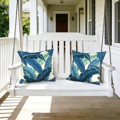 LVTXIII Outdoor Pillow Covers 20x20 Inch, 2 Pack Large Square Throw Pillow Cases, Fade-Resistant Cushion Covers for Patio Furniture Sofa, Garden Porch, Swaying Palms Blue