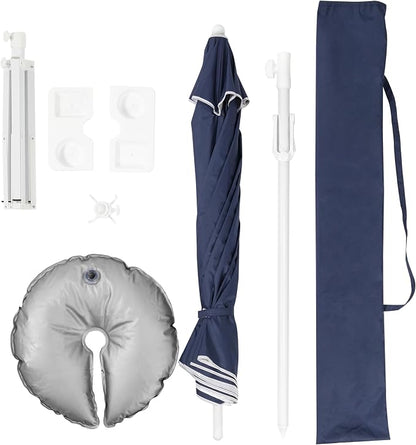 Seazul 6.5ft Sun Shade Umbrella, Portable Umbrella with Stand for Sports, Water Weight Bag, Adjustable and Lightweight, Sun Protection, Navy Blue