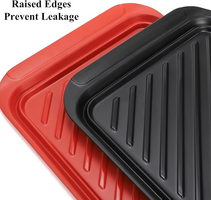 2 Pack Grilling Prep and Serve Trays, 17" x 10.5" BBQ Platters for Cooked and Raw Meat, Melamine Serving Trays for Food, Outdoor, Grill Accessories, Dishwasher Safe, Black and Red