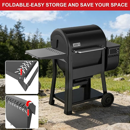 DELSbbq Side Table for Weber Searwood 600/600XL Pellet Grills,Heavy-Duty BBQ Prep Station Folding Side Table for Weber Searwood 600 Accessories
