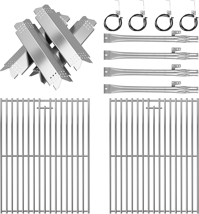 Replacement Parts for Nexgrill 4-Burner 720-0830 720-0830H 720-0830D 720-0783C, Stainless Steel Grill Grate, Heat Shield Plates, Burner Tubes, Igniters Kit for ‎‎Cuisinart CGG-7400 Replacement Parts
