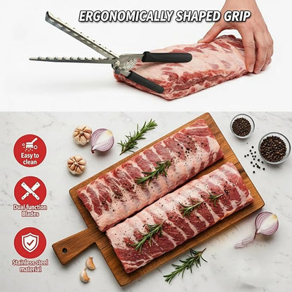 Rib Membrane Removal Tool, High Duty Premium Stainless Steel, for BBQ Grilling and Cooking ，Membrane Remover for Ribs，Easy Insert Pointed Tip, Ergonomic Non-Slip Silicone Handle