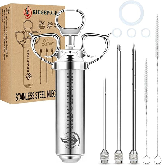Meat Injector, Marinade Injector with 3 Marinade Needles,Turkey Injector Syringe,2oz Large Capacity,Mother's Day Gifts for Mom Dad Husband Him,304 Stainless Steel for Meats,Beef,Turkey