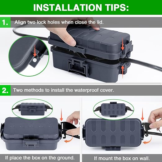Flemoon IP55 Small Outdoor Electrical Box Waterproof, for Power Strip | Inner 5.9 x 3.2 x 1.8inch, Extension Cord Cover with Detachable Awning Covers for Plug, Outlet, Holiday Lights, Gray