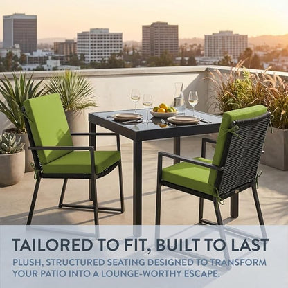 California Umbrella Outdoor Dining Chair, Set of 2 Patio Seat Cushions, 20 x 40 Inch, Premium Outdoor Memory Foam, Fade Resistant, Sunbrella Fabric, Fabric Ties, Macaw