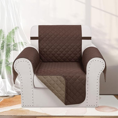 Reversible Recliner Chair Covers, 23" Chair, Chocolate/Taupe | Chair Covers for Living Room with Elastic Straps, Water Repellent, Chair Protectors Covers for Dogs