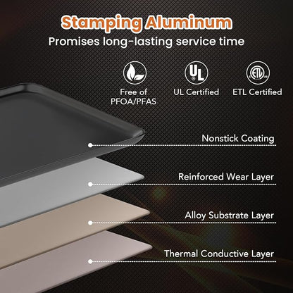 39.5” Electric Griddle, Nonstick Extra Large Teppanyaki Grill with Adjustable Temperature, Drip Pan & Insulated Handles, Easy-to-clean Pancake Griddle, BBQ Grill for Indoor & Party